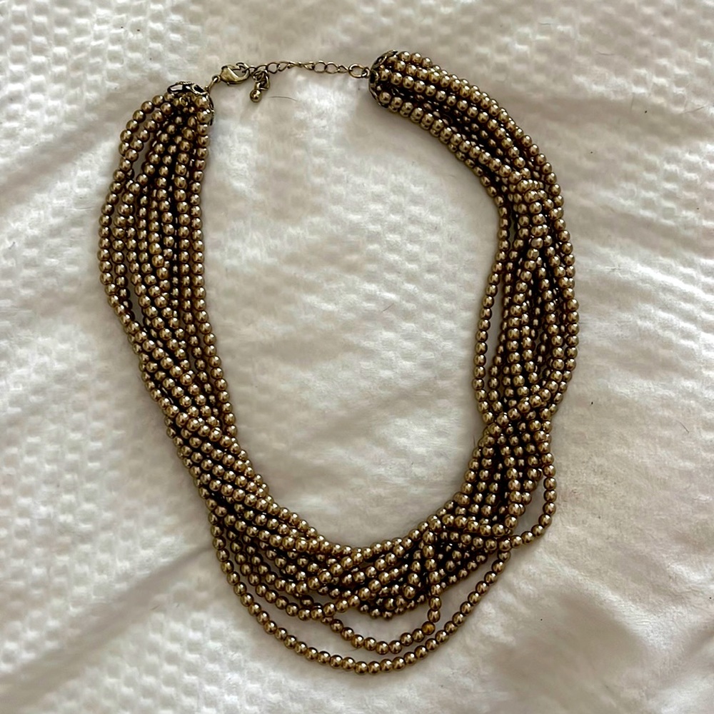 Vintage 50s Multi-strand twisted pearlized beads authentic hardware adjustable